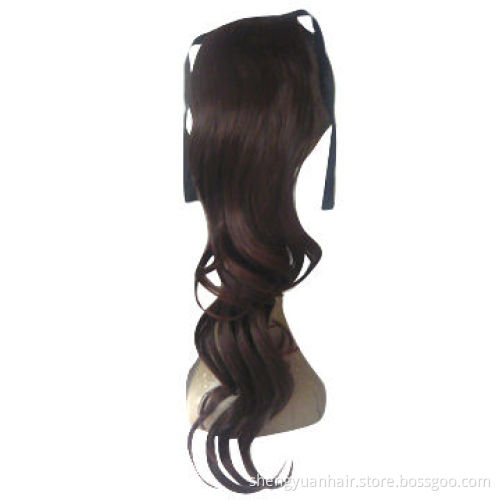 Long Curly Hair Piece Steel Synthetic Ponytail Hair Extensions